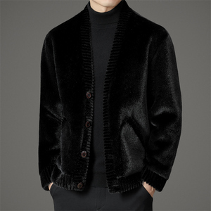 仿皮草雪兰貂V领短款皮毛一体男保暖外套XZ804/M1176P265图片