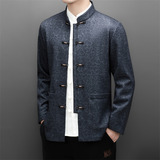 冬季老人印花唐装加绒风男爸爸中式品质外套M25317P115，男装民族服装，星座804（原QT730）