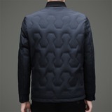 中老年秋冬男士加棉夹克菱格商务翻领棉衣B8502P165，男装棉衣，星座804（原QT730）