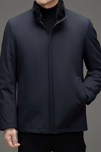 水貂绒内胆可拆羽绒服男士中老年毛领冬季派克服外套M72308P310图片