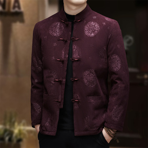 XZ804冬季老人印花羽绒服风唐装汉服灯芯绒外套D2293P185图片