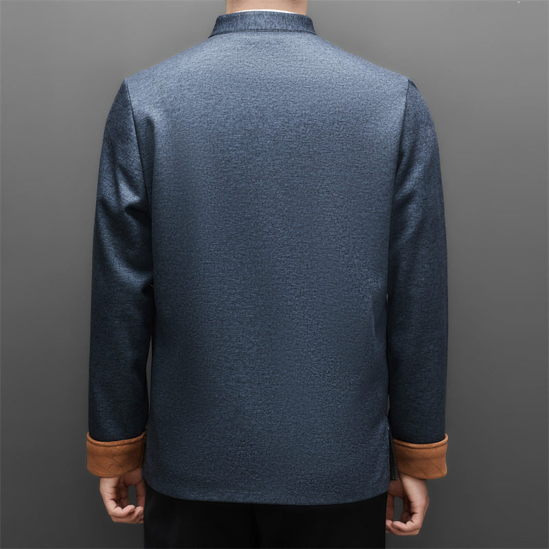 冬季老人绣花唐装加绒风男爸爸中式品质外套M25338P115,男装民族服装,星座804（原QT730）