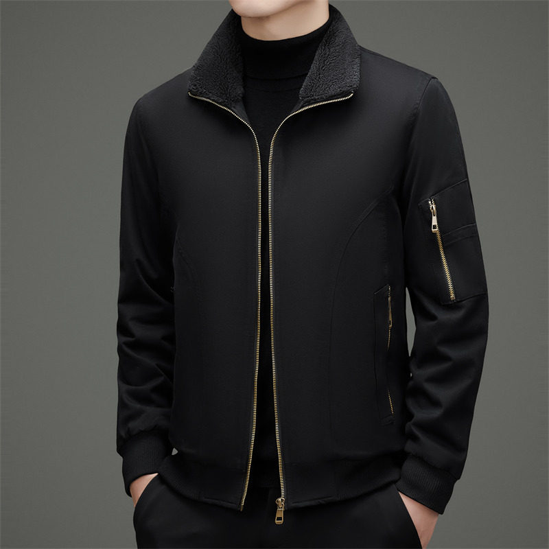 25年冬季中青年翻领羊羔毛全棉夹克XZ804/M6816P138卡其色,男装棉衣,星座804（原QT730）