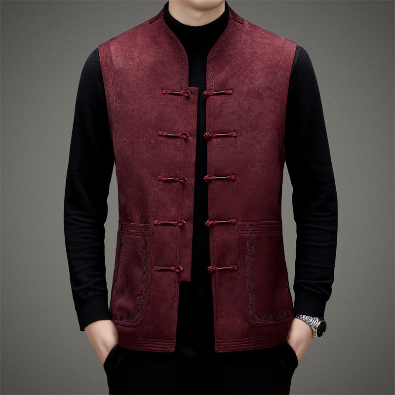 秋冬新款中老年加绒唐装风马甲新中式XZ804/M503P125,男装民族服装,星座804（原QT730）
