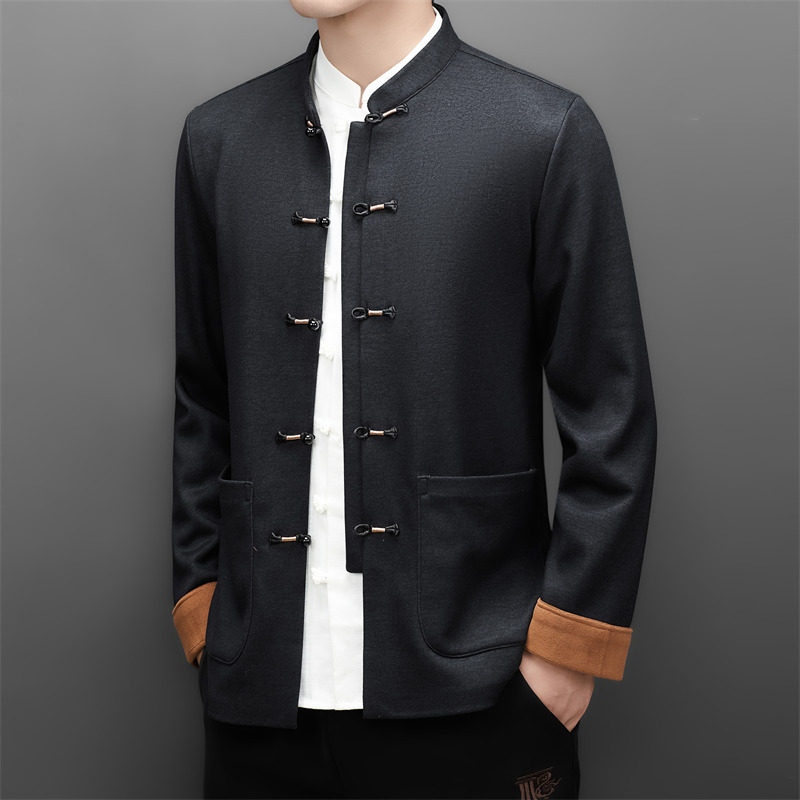 冬季老人印花唐装风男加绒爸爸中式品质外套M25313P115,男装民族服装,星座804（原QT730）