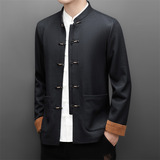 冬季老人印花唐装风男加绒爸爸中式品质外套M25313P115，男装民族服装，星座804（原QT730）