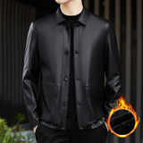 冬季中年纯色加绒PU皮翻领皮衣XZ804/R78118P145，男装皮衣，星座804（原QT730）