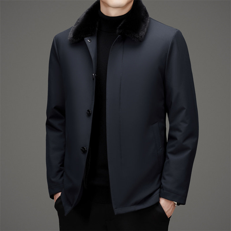 水貂绒内胆可拆羽绒服男士中老年毛领冬季外套XZ804/M72805P248,男装羽绒服,星座804（原QT730）