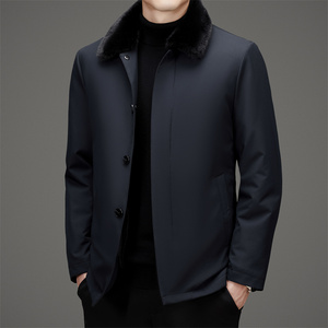 水貂绒内胆可拆羽绒服男士中老年毛领冬季外套XZ804/M72805P248图片
