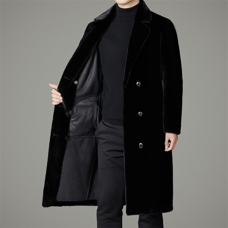 雪兰貂两面穿长款冬季男皮毛一体仿皮草外套M1128P275适合贴牌,男装皮衣,星座804（原QT730）