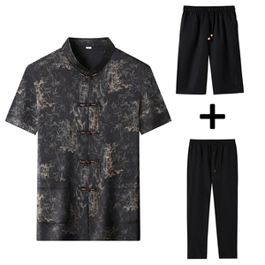 夏季香云纱高端印花唐装男士中老年风新中式汉服MC9216P108