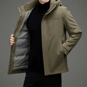 2025年冬季中老年连帽鹅绒羽绒服内胆可拆XZ804/M6735P315图片