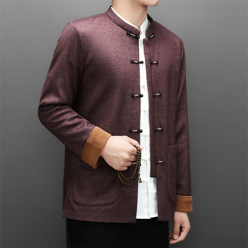 老人印花唐装风男冬季加绒爸爸中式品质外套XZ804/M25313P115,男装民族服装,星座804（原QT730）