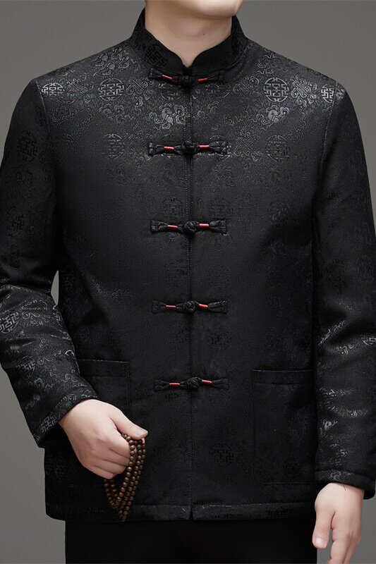 XZ804冬季老年人印花羽绒服父亲衣服风唐装汉服男D2009P190,男装民族服装,星座804（原QT730）