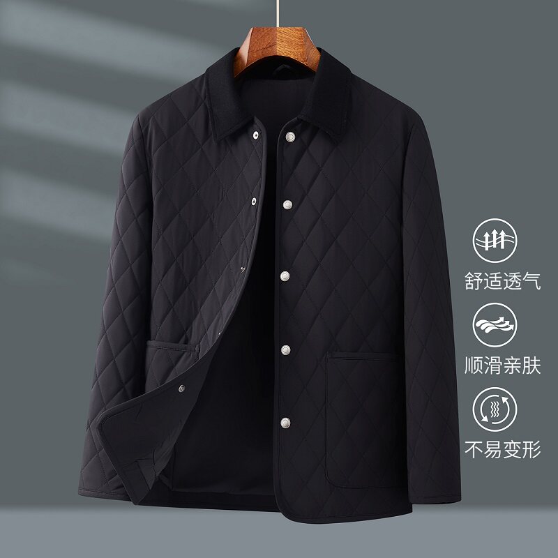 秋冬外套中老年男士加棉菱格商务翻领棉衣XZ804/J235P180,男装棉衣,星座804（原QT730）