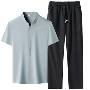 夏季仿真丝高端提花唐装男士中老年风新中式汉服MT9303P103图片
