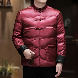 冬中老年亮面印花羽绒服风唐装爷爷外套XZ804/D2815P200外景图片