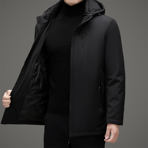 羽绒内胆可拆男士中老年连帽羽绒服冬季商务外套M852P265图片