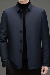 冬季高品中老年纯色商务羽绒服貂绒内胆可拆M5188P235图片