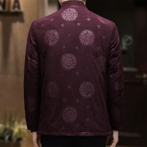 25年冬季老人印花羽绒服风唐装汉服爷爷保暖外套男D2293P185图片