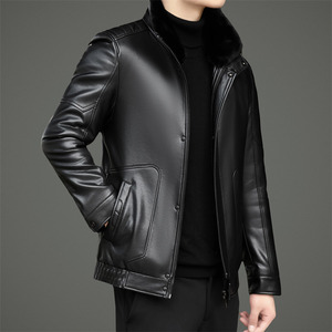 冬季新款毛领可拆高领皮羽绒服皮夹克XZ804/M72606P230图片