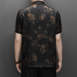 夏季香云纱高端印花唐装男士中老年风新中式汉服MB9217P86，男装民族服装，星座804（原QT730）