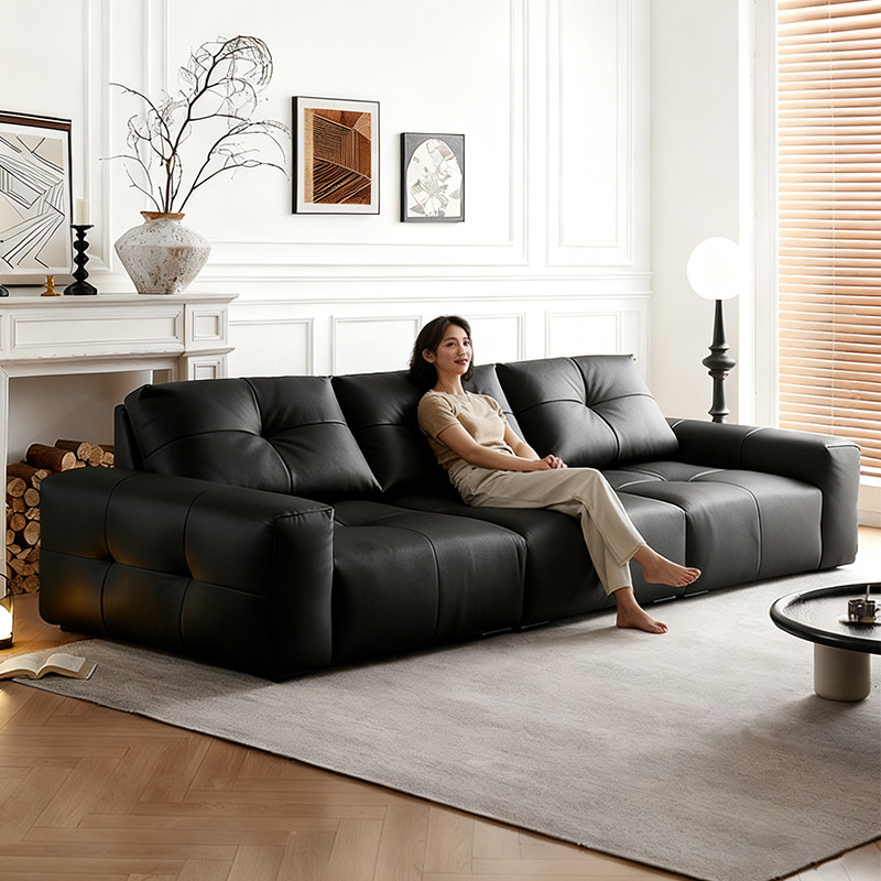 时增银河全青皮沙发头层牛皮飞天茅台米洛提半青皮法式新款沙发