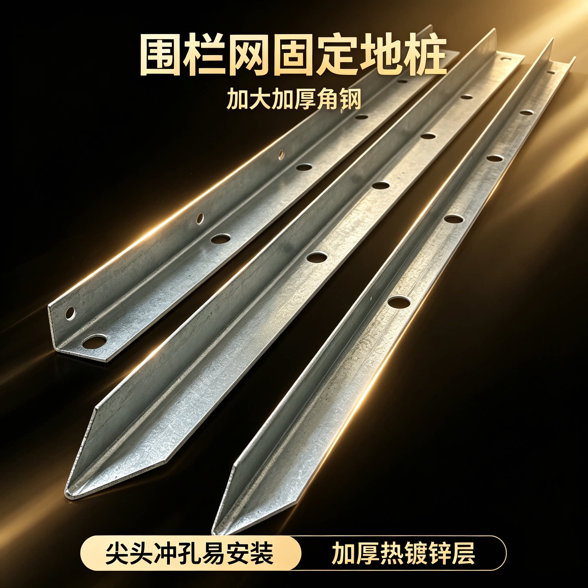 围栏网立柱支撑杆隔离支撑柱尖头立柱热镀锌支撑架带孔刺绳蒺藜架图片