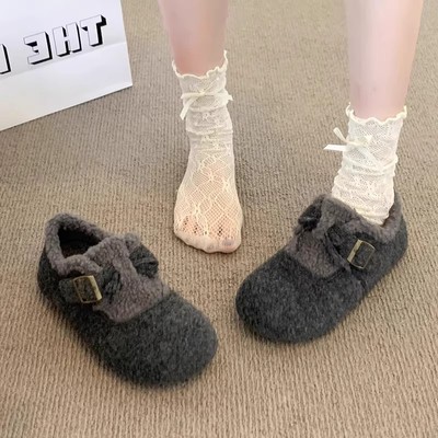 大码41到43号女鞋2025秋冬新款勃肯鞋厚底雪地靴休闲保暖加绒棉鞋