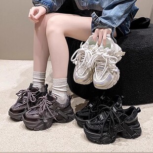 大码女鞋41到43宽胖脚厚底老爹鞋女休闲运动鞋子冬季新款加绒棉鞋