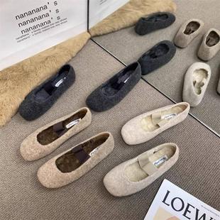 女鞋 秋冬2024新款 大码 41到43宽胖脚棉鞋 子 冬季 女加绒玛丽珍豆豆鞋