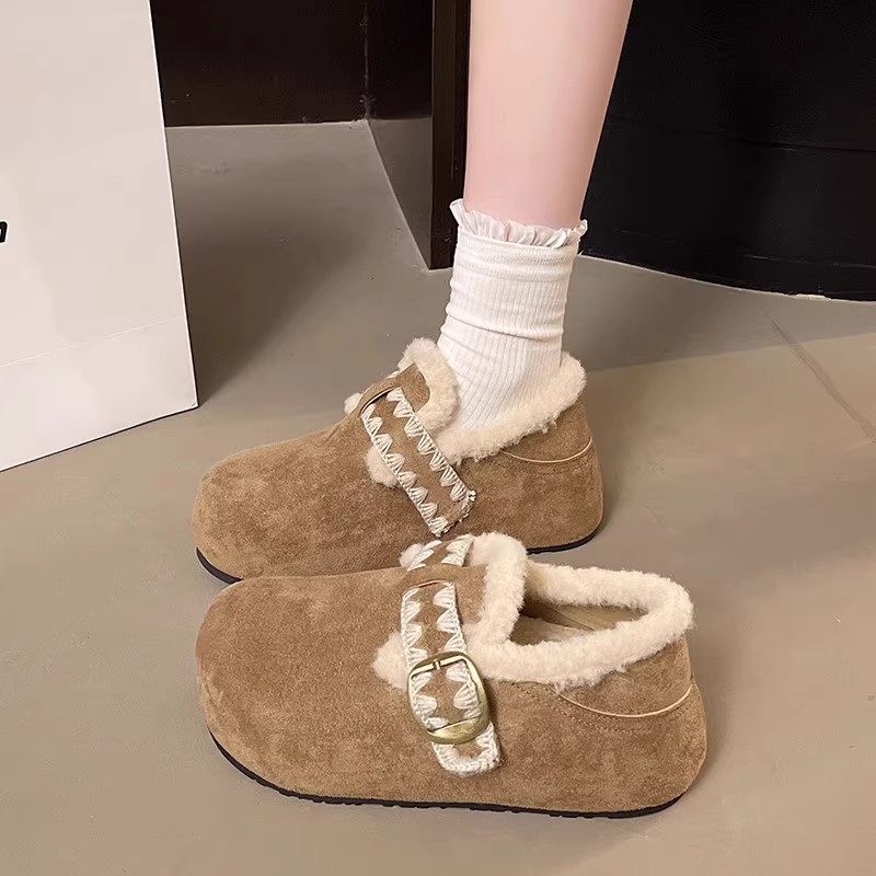 大码女鞋41到43宽胖脚冬季新款勃肯鞋子厚底博肯加绒保暖雪地棉鞋