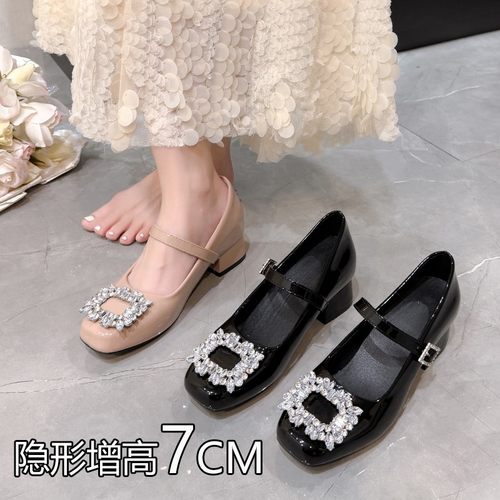 大码女鞋41到43胖脚宽单鞋2026新款42鞋子玛丽珍春季粗跟高跟鞋女