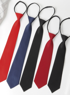 dk男生拉链式学院风正装西装衬衫jk学生免打懒人休闲红色领带女款