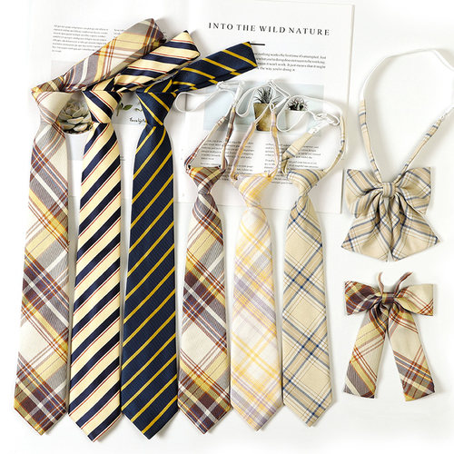 jk日系棕色黄色卡其色纯色领带女