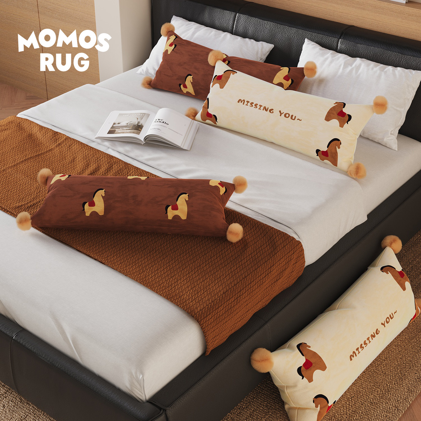 群驹小马沙发抱枕长款靠背垫办公室简约卡通百搭车载午睡垫靠枕