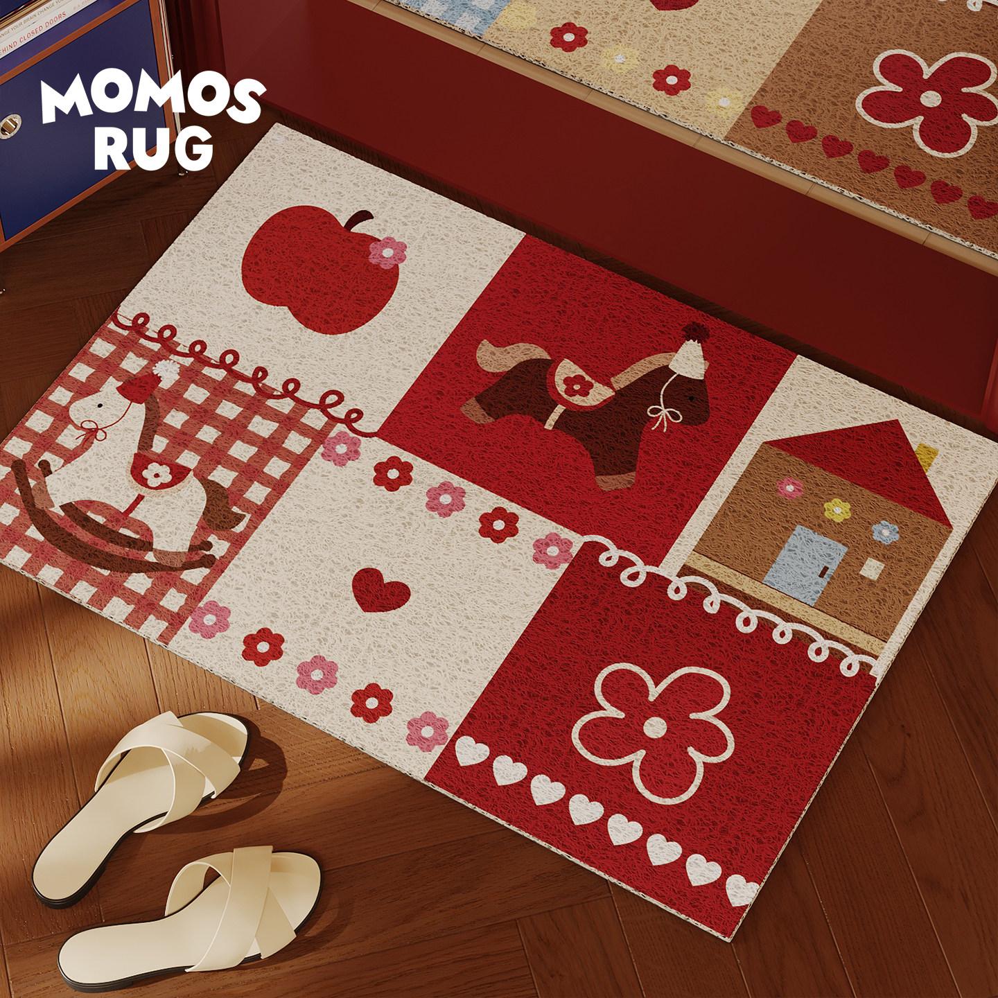 歌剧木马丝圈入户门地垫马年红色新年喜庆防滑进门门口脚垫可定制,居家布艺,入户地垫,淘宝优惠券,粉丝福利购,淘宝优惠卷