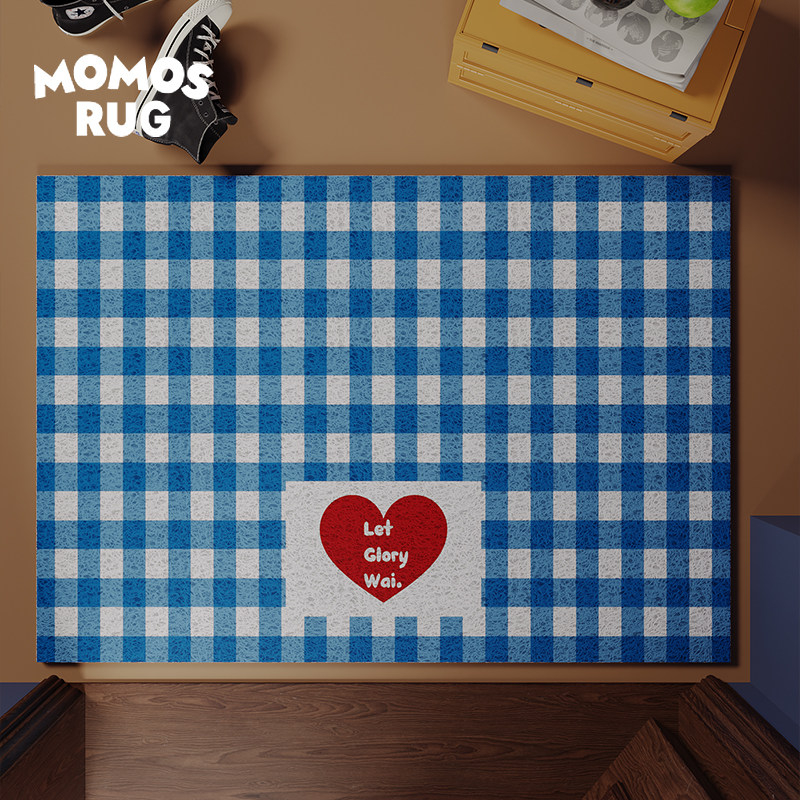 晴空格纹丝圈入户门地垫家用耐磨防滑进门大门口脚垫可定制氛围感,居家布艺,家用脚垫,淘宝优惠券,粉丝福利购,淘宝优惠卷