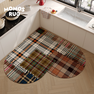 momosrug多格拼布心形厨房地垫家用耐脏简约百搭拼色吸水防滑脚垫