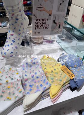 现货小花花玻璃丝~靴下屋25春夏款宽边玻璃丝短袜tabio日本正品购
