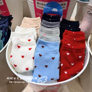 现货 可爱小清新桃心棉短袜子女 日本购Tabio靴下屋2024春夏新款