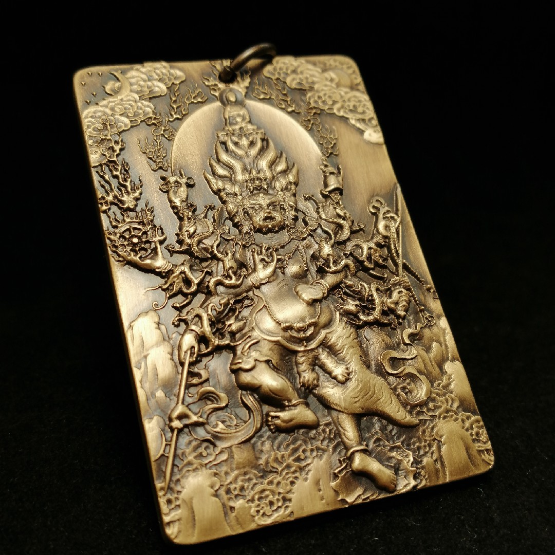 包邮思沛质感全新殊胜大除秽迹金刚佛像黄铜精雕佛牌挂件吊坠礼绳