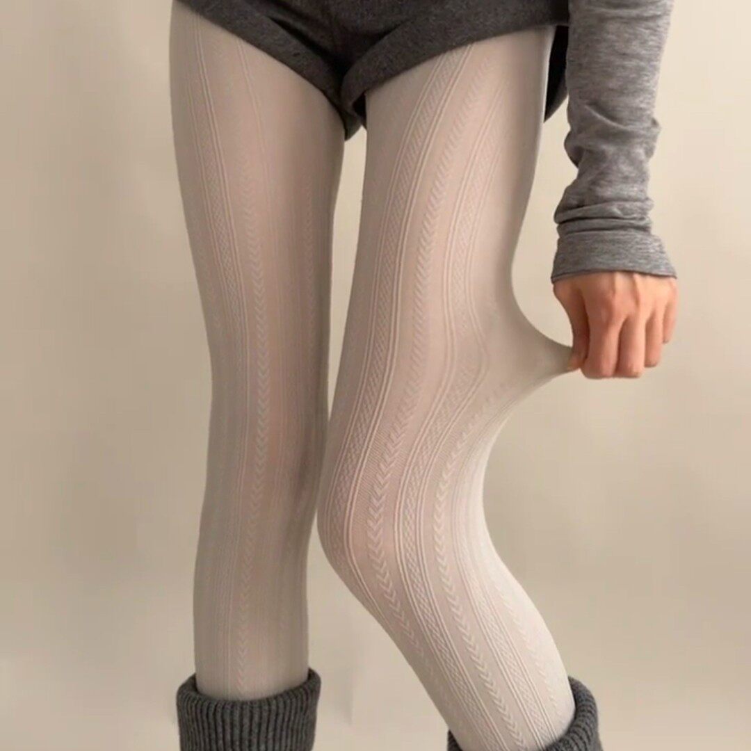 复古灰色麻花打底裤女春秋季薄款