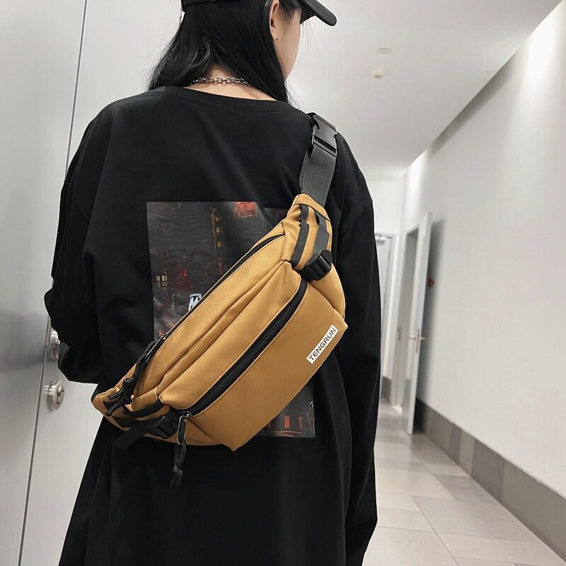 分销欧美工装风胸包男女士潮流小