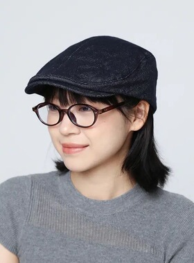 藏蓝色牛仔前进帽女新款大头围小