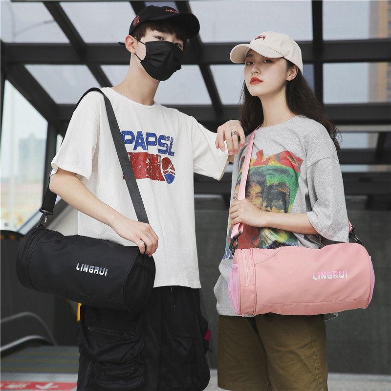 健身包女小型圆筒短途旅行通勤包