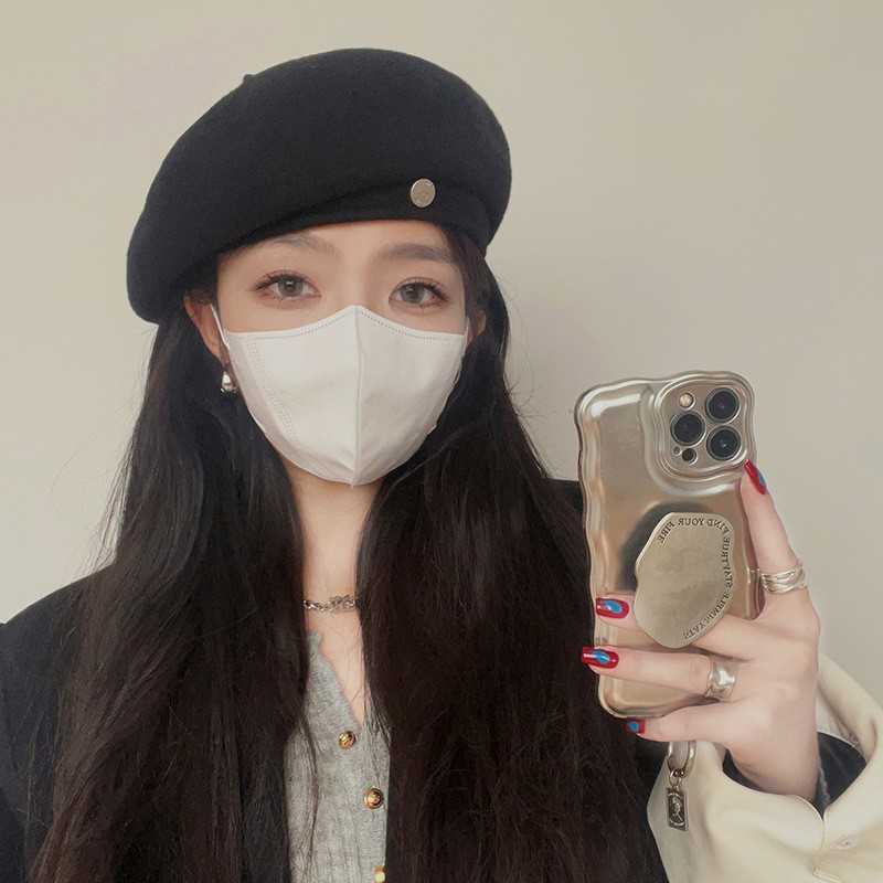 羊毛呢大头围贝雷帽八角帽女秋冬帽子女士冬显脸小帽子女款画家帽