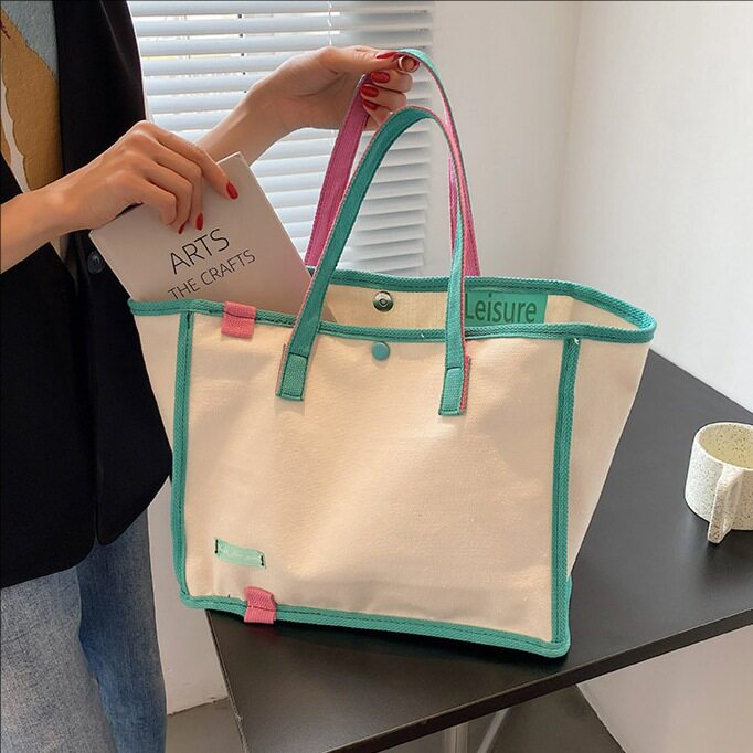 潮牌慵懒风帆布托特包女韩系小众