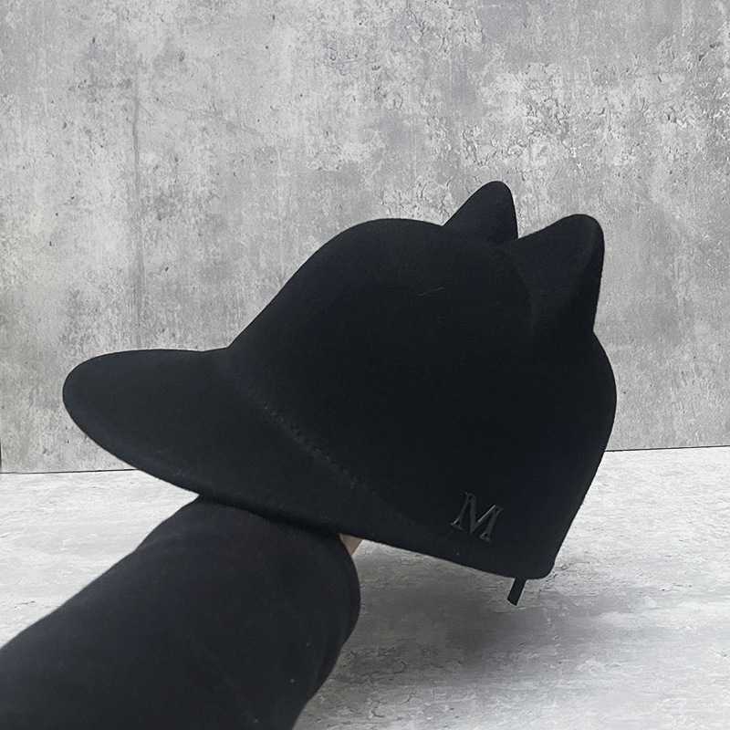 韩版潮羊毛呢猫耳鸭舌骑士帽M标