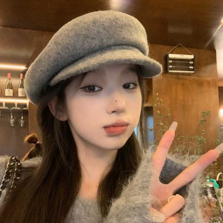 贝雷帽女大头围韩版高级感针织